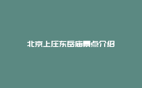 北京上庄东岳庙景点介绍