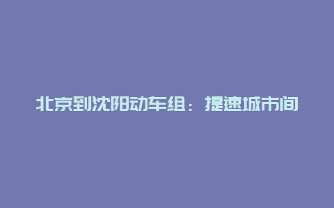 北京到沈阳动车组：提速城市间的繁华与温馨