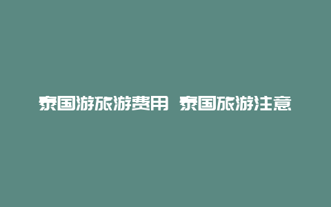 泰国游旅游费用 泰国旅游注意事项详细介绍