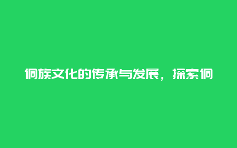 侗族文化的传承与发展，探索侗族文化的历史与现状