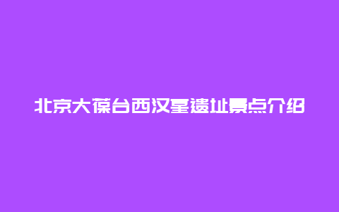 北京大葆台西汉墓遗址景点介绍