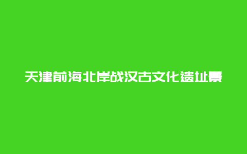 天津前海北岸战汉古文化遗址景点介绍