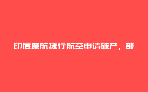 印度廉航捷行航空申请破产，部分航班停飞