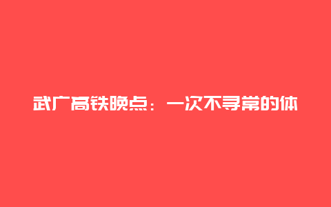 武广高铁晚点：一次不寻常的体验