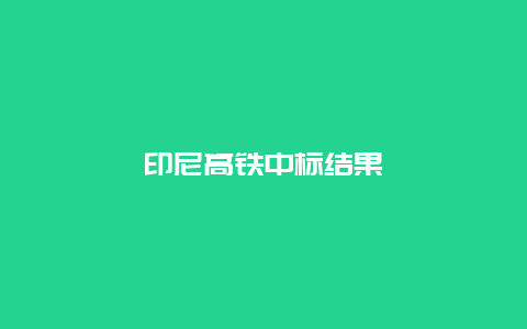 印尼高铁中标结果