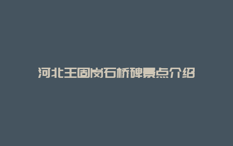 河北王固岗石桥碑景点介绍