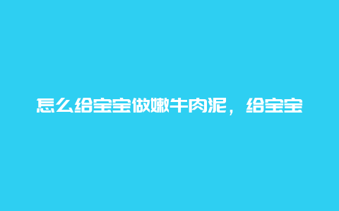 怎么给宝宝做嫩牛肉泥，给宝宝做牛肉泥怎么做好吃