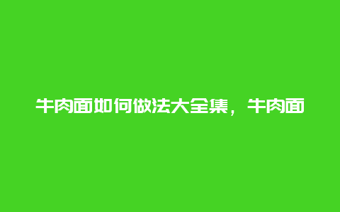 牛肉面如何做法大全集，牛肉面怎么做法