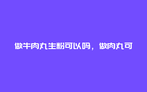 做牛肉丸生粉可以吗，做肉丸可以加生粉吗