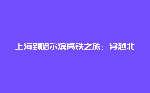 上海到哈尔滨高铁之旅：穿越北国风光的美好时光