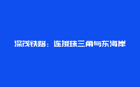 深茂铁路：连接珠三角与东海岸的交通新动脉