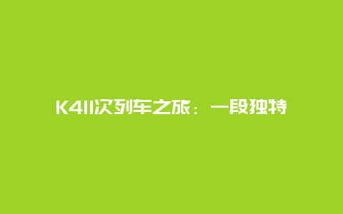 K411次列车之旅：一段独特的旅程