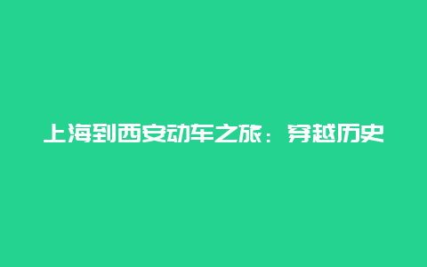 上海到西安动车之旅：穿越历史与现代的壮美之旅