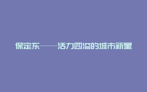 保定东——活力四溢的城市新星