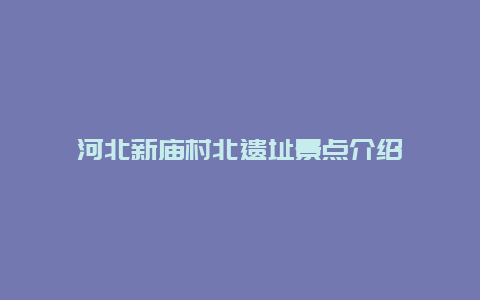 河北新庙村北遗址景点介绍