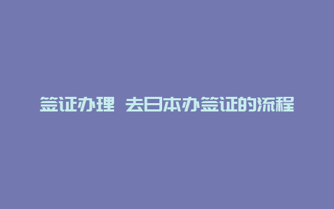 签证办理 去日本办签证的流程