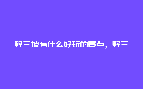 野三坡有什么好玩的景点，野三坡哪个景点最好玩