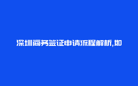 深圳商务签证申请流程解析,如何快速高效地办理商务签证