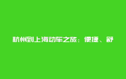 杭州到上海动车之旅：便捷、舒适与文化的探索