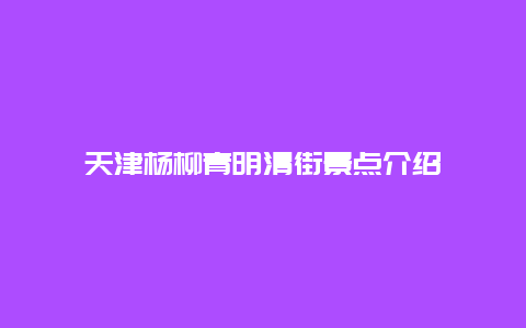 天津杨柳青明清街景点介绍