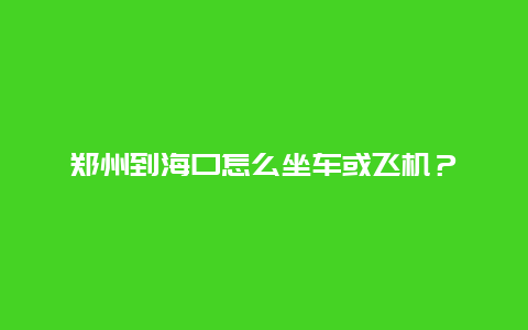 郑州到海口怎么坐车或飞机？