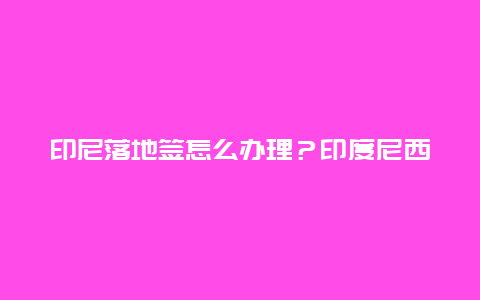 印尼落地签怎么办理？印度尼西亚签证条件