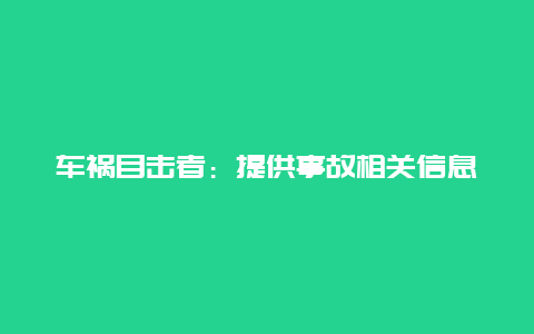 车祸目击者：提供事故相关信息，协助警方调查 车祸目击者提供事故相关信息,协助警方调查取证