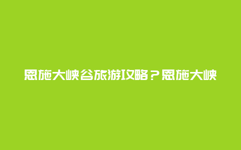 恩施大峡谷旅游攻略？恩施大峡谷哪些票必须买