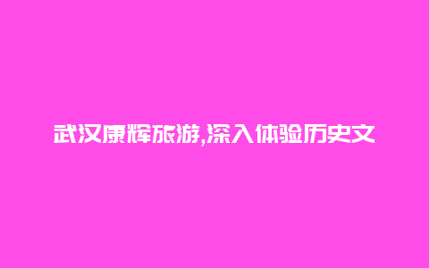 武汉康辉旅游,深入体验历史文化遗址感受千年传统之旅