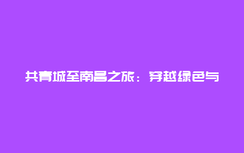 共青城至南昌之旅：穿越绿色与繁华的跨城之旅