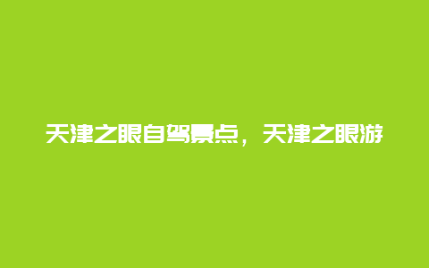 天津之眼自驾景点，天津之眼游览攻略