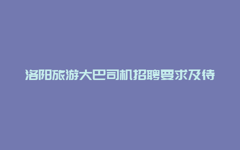 洛阳旅游大巴司机招聘要求及待遇详解