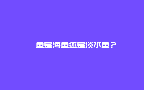 鲳鱼是海鱼还是淡水鱼？