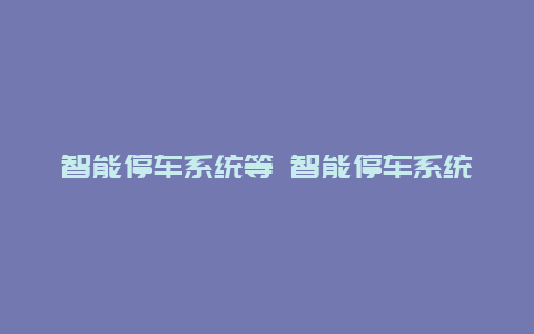 智能停车系统等 智能停车系统简介