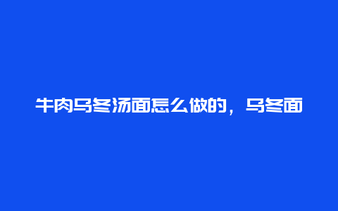 牛肉乌冬汤面怎么做的，乌冬面牛肉怎么做好吃