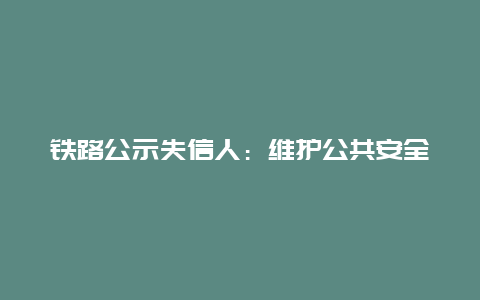 铁路公示失信人：维护公共安全与诚信体系的必要举措