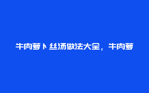 牛肉萝卜丝汤做法大全，牛肉萝卜丝汤图片