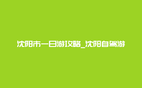 沈阳市一日游攻略_沈阳自驾游带孩子攻略