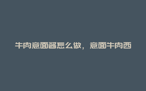 牛肉意面酱怎么做，意面牛肉西红柿酱怎么做