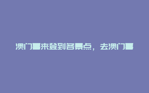 澳门喜来登到各景点，去澳门喜来登酒店坐什么车