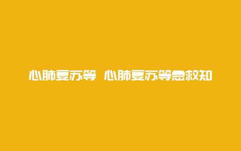 心肺复苏等 心肺复苏等急救知识培训内容