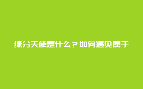 缘分天使是什么？如何遇见属于自己的缘分天使？