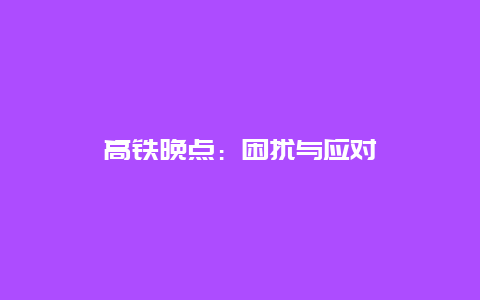 高铁晚点：困扰与应对