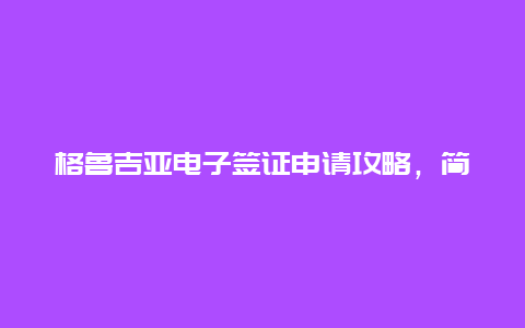 格鲁吉亚电子签证申请攻略，简述申请流程和注意事项