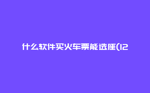 什么软件买火车票能选座(12306网上订票可以选座位吗？