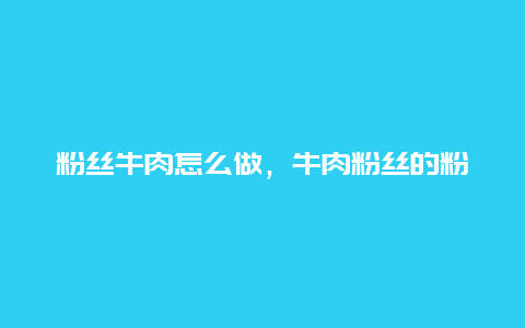 粉丝牛肉怎么做，牛肉粉丝的粉丝是什么做的