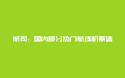 航司：国内部分热门航线机票售罄，国际航班稳步恢复