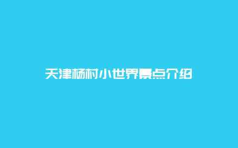 天津杨村小世界景点介绍