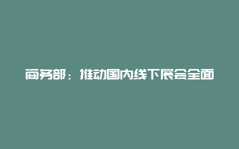 商务部：推动国内线下展会全面恢复，推进国际客运航班稳妥有序恢复