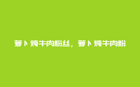 萝卜炖牛肉粉丝，萝卜炖牛肉粉丝汤的做法